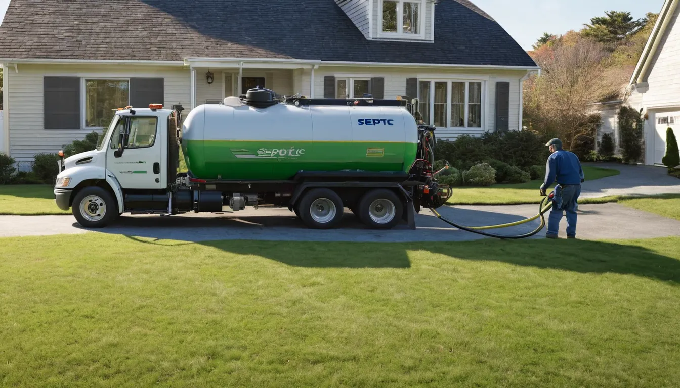 Provider pumping a residential septic tank beside a home in the Brewster area